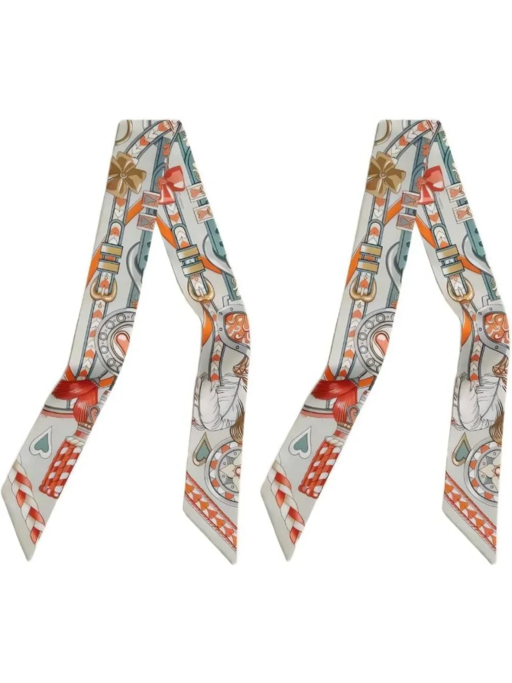 2Pcs 100% Mulberry Silk Scarves - Versatile Skinny Ribbons for Hair, Bags